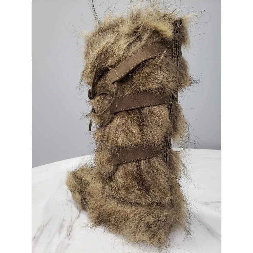 NEW NO BOX SIZE 12 Joyfolie FAUX WOLF FUR BOOTS tall girls toddler fall